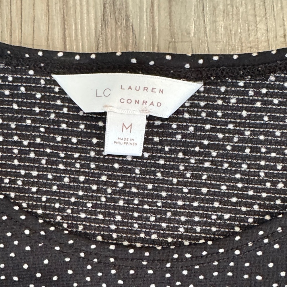 LC Lauren Conrad Black and White Polka‎ Dot Blouse - Picture 2 of 9